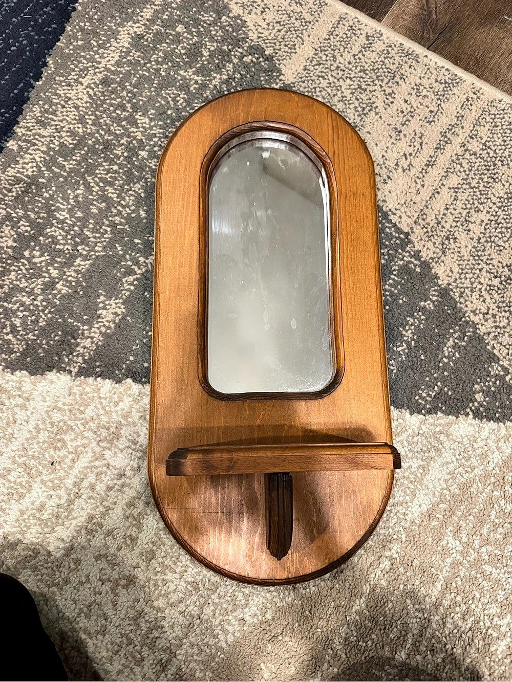 Wooden Wall Mirror With Shelf